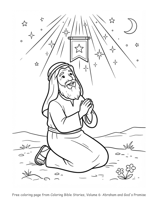 Free Abraham and God's Promise coloring page, printable