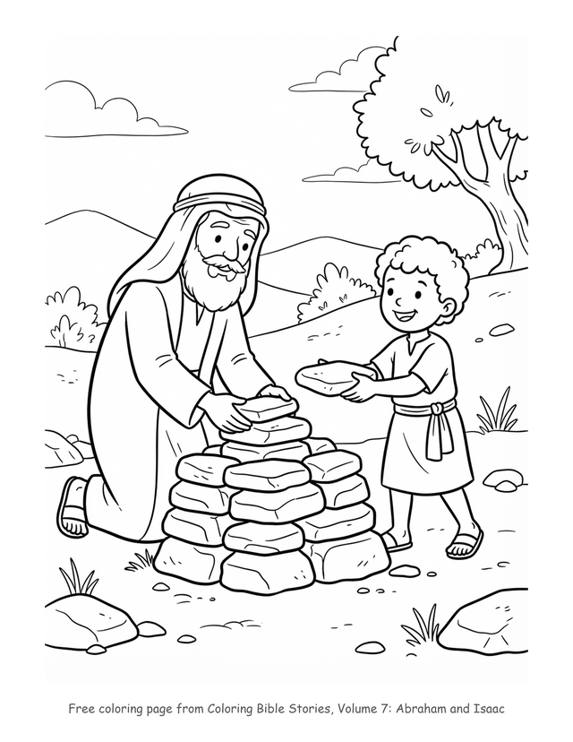 Free Abraham and Isaac coloring page, printable