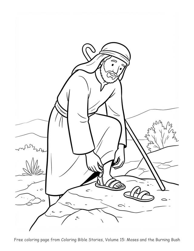 Free Moses and the Burning Bush coloring page, printable