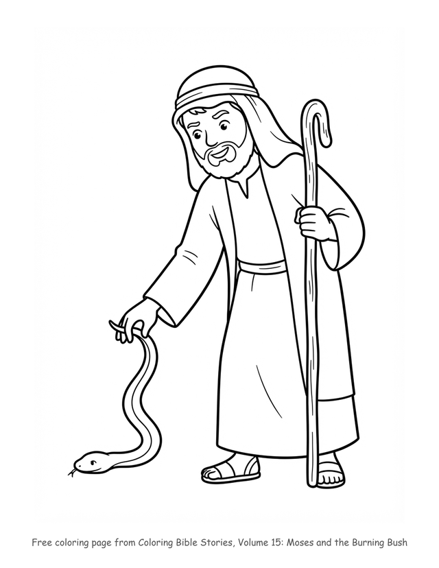Free Moses and the Burning Bush coloring page, printable