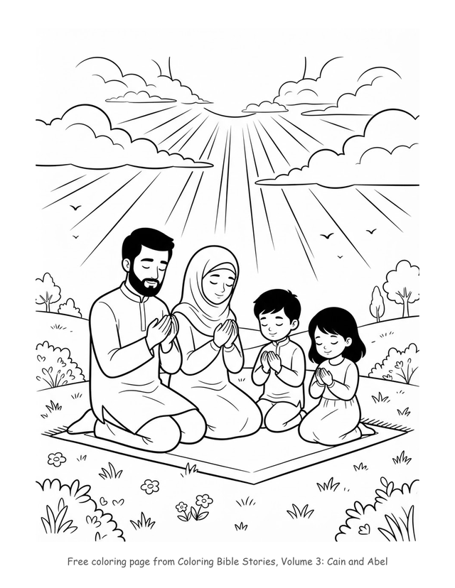 Free Cain and Abel coloring page, printable