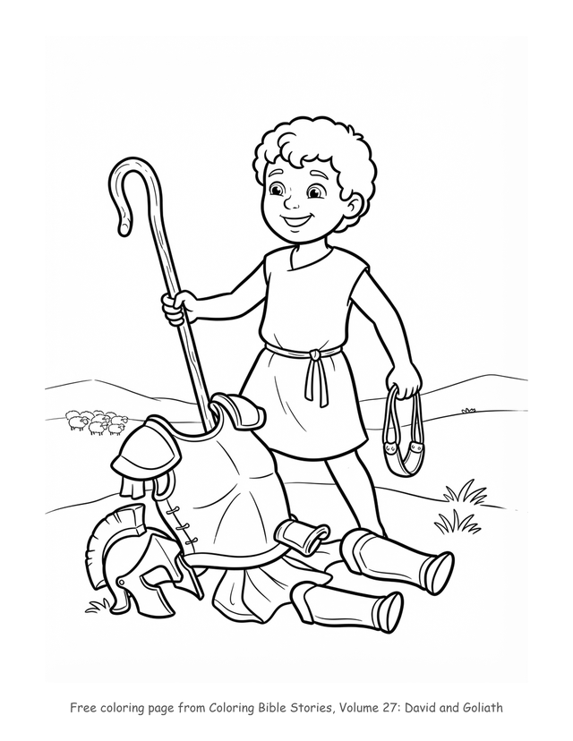 Free David and Goliath coloring page, printable
