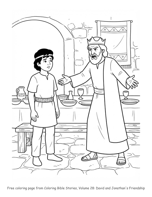 Free David and Jonathan's Friendship coloring page, printable