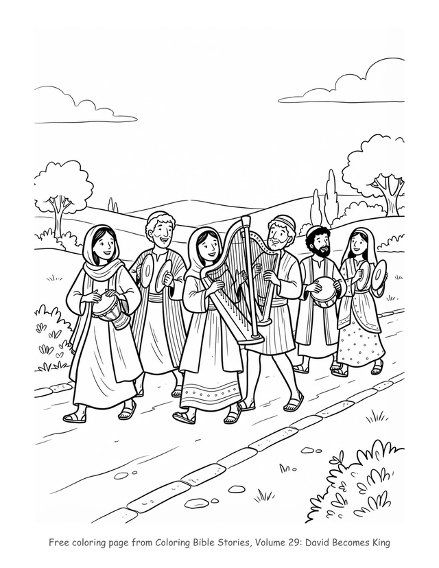 Free David Becomes King coloring page, printable