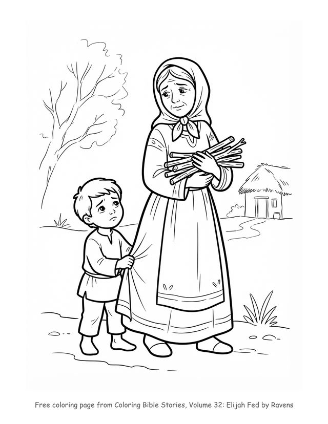 Elijah Fed by Ravens coloring page