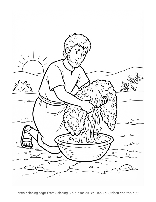 Gideon and the 300 coloring page