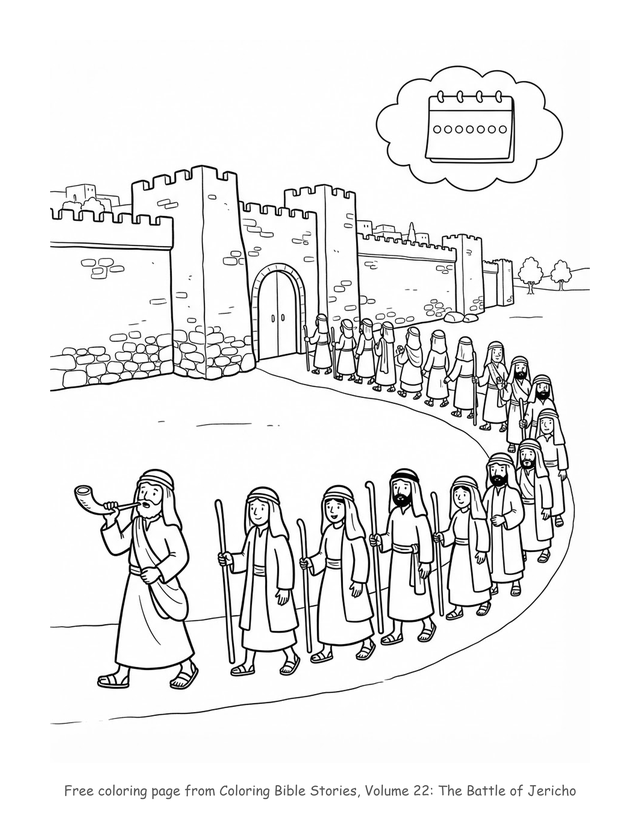 Free The Battle of Jericho coloring page, printable