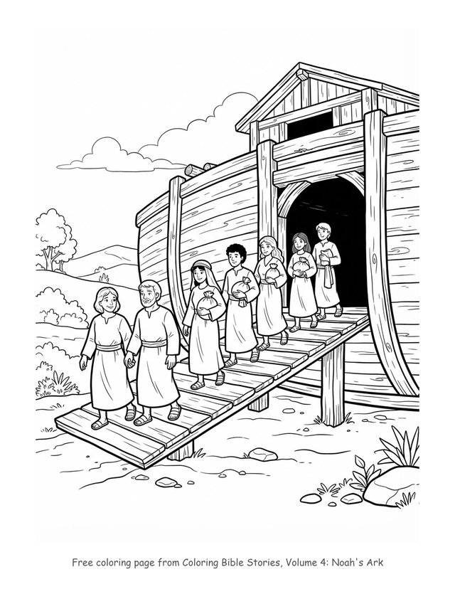 Free Noah's Ark coloring page, printable