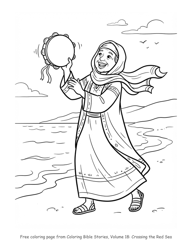 Free Crossing the Red Sea coloring page, printable