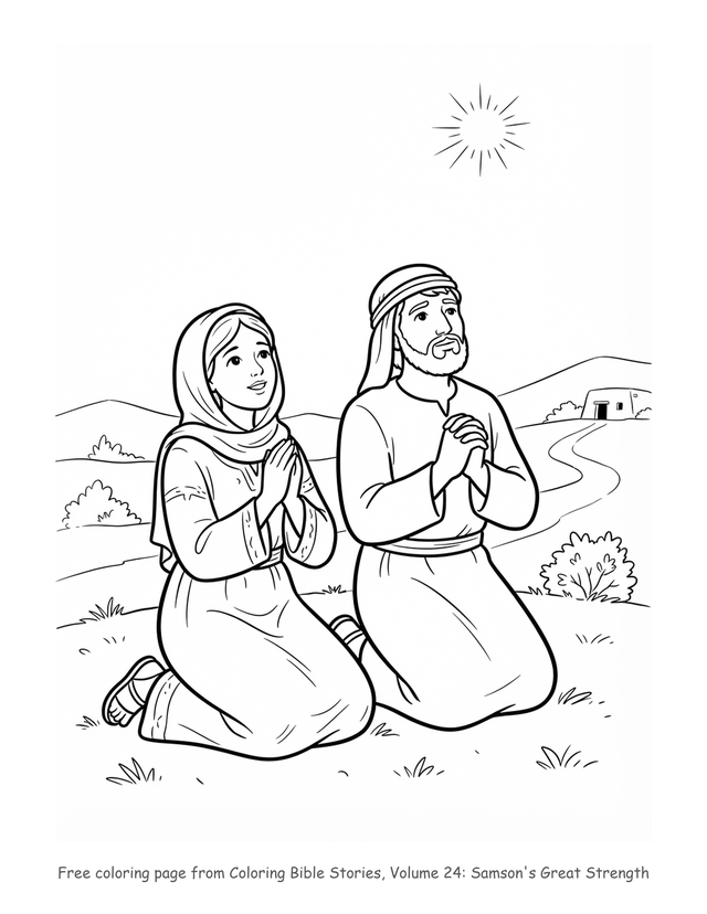 Free Samson's Great Strength coloring page, printable