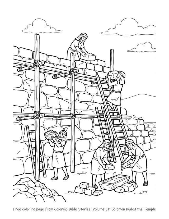 Solomon Builds the Temple coloring page