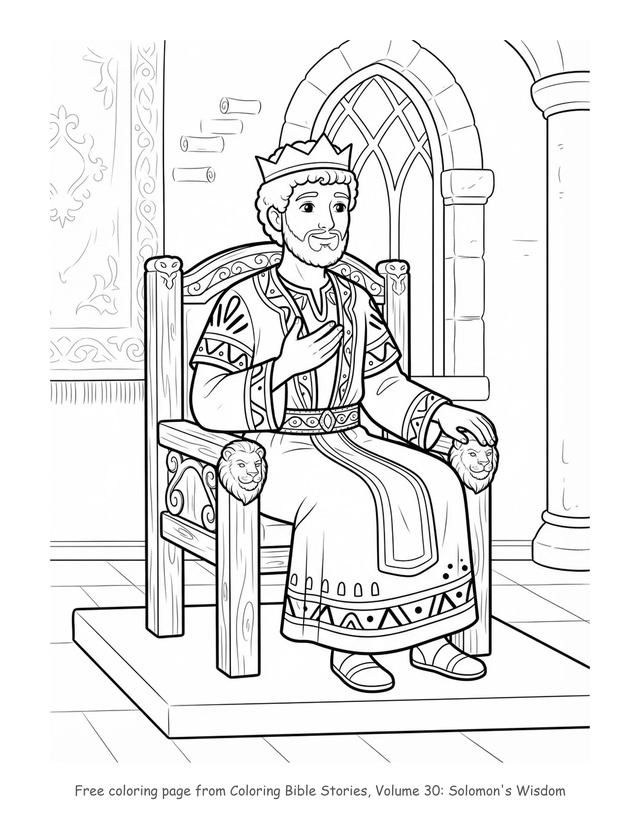 Free Solomon's Wisdom coloring page, printable