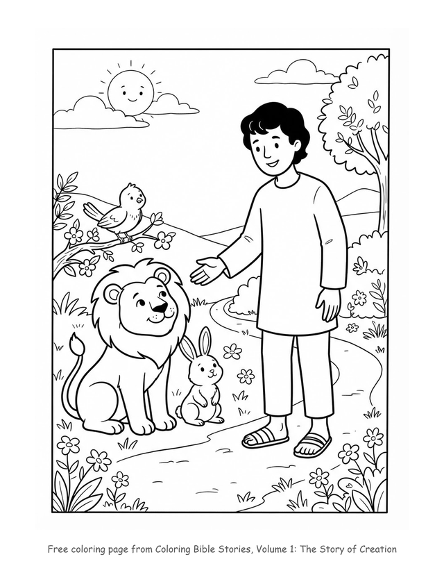 Free The Story of Creation coloring page, printable