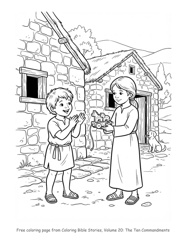 Free The Ten Commandments coloring page, printable