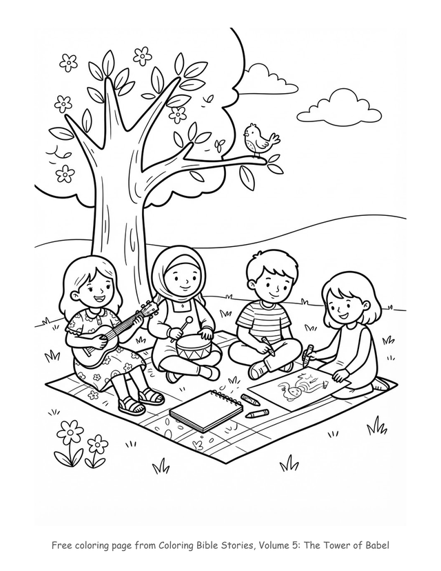 Free The Tower of Babel coloring page, printable